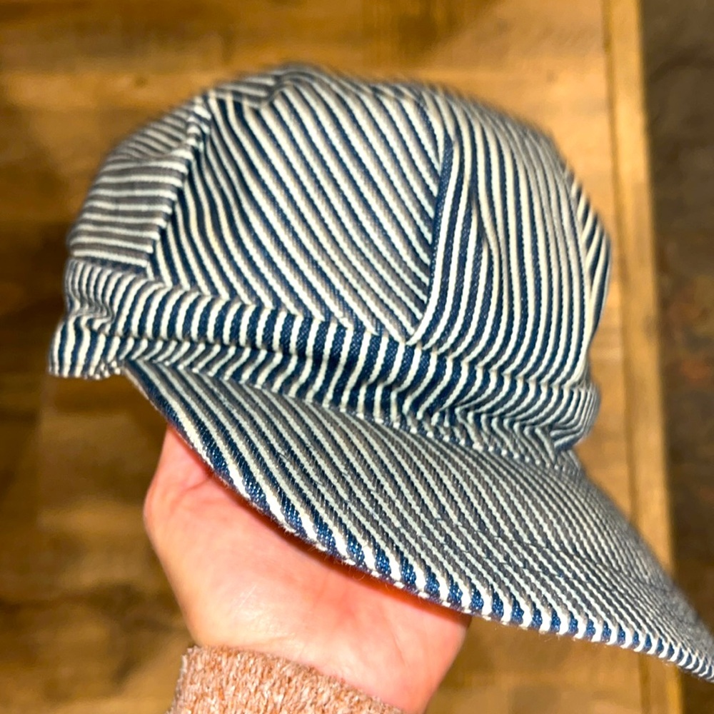 Train conductor hat Striped blue white Engineer costume Halloween cosplay large